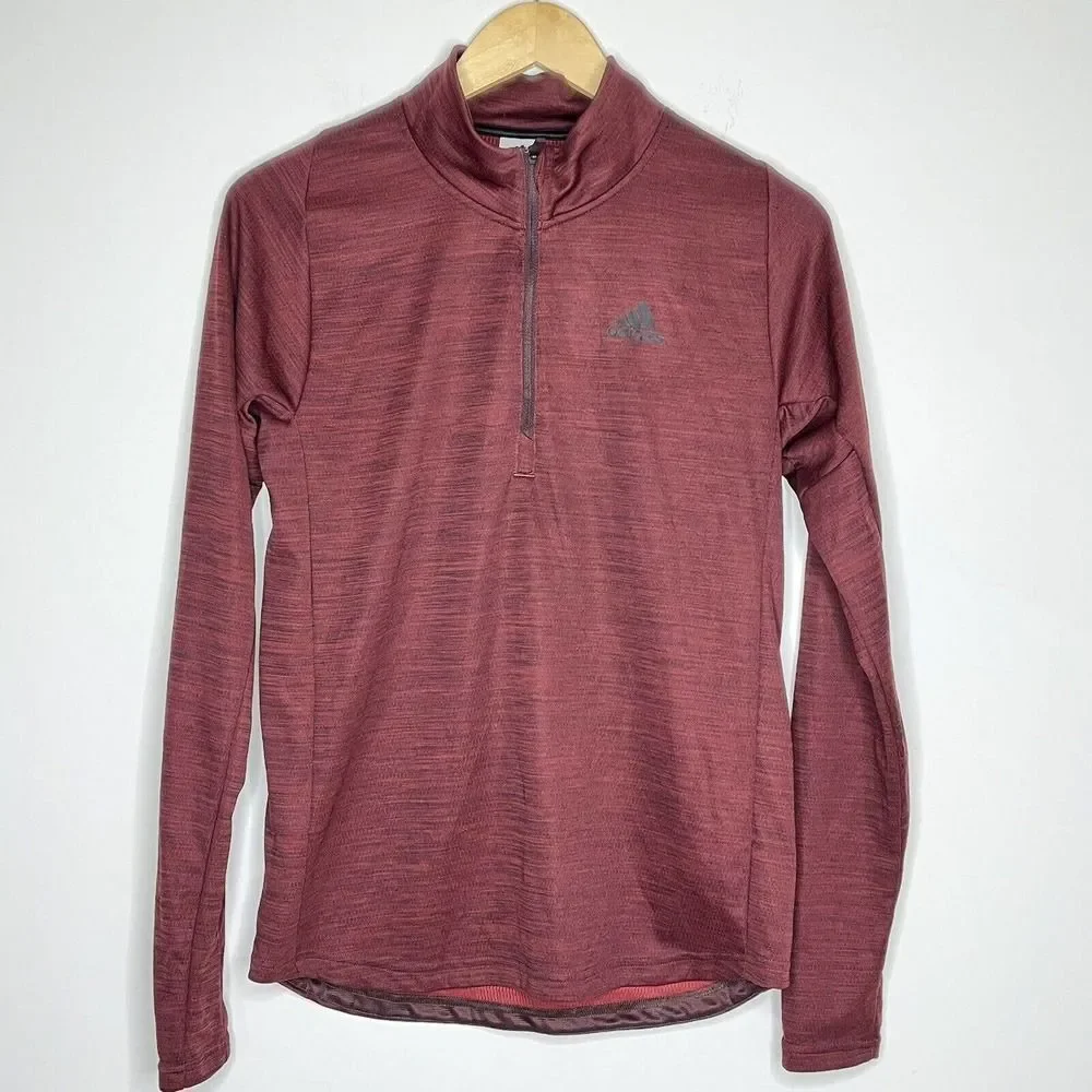NWT Adidas Men's Climalite 1/4‎ Zip Pullover Red Activewear Jacket Size S $45